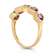 Load image into Gallery viewer, Amethyst Bezel Set Heart Shape Band - Two