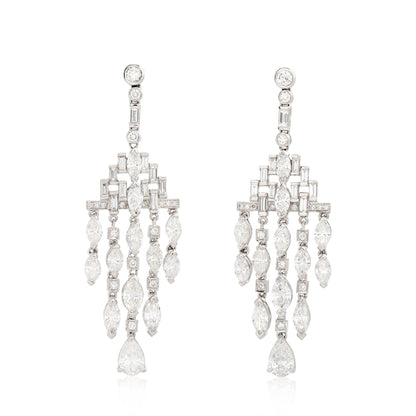 Chandelier Deco Style Diamond Earrings