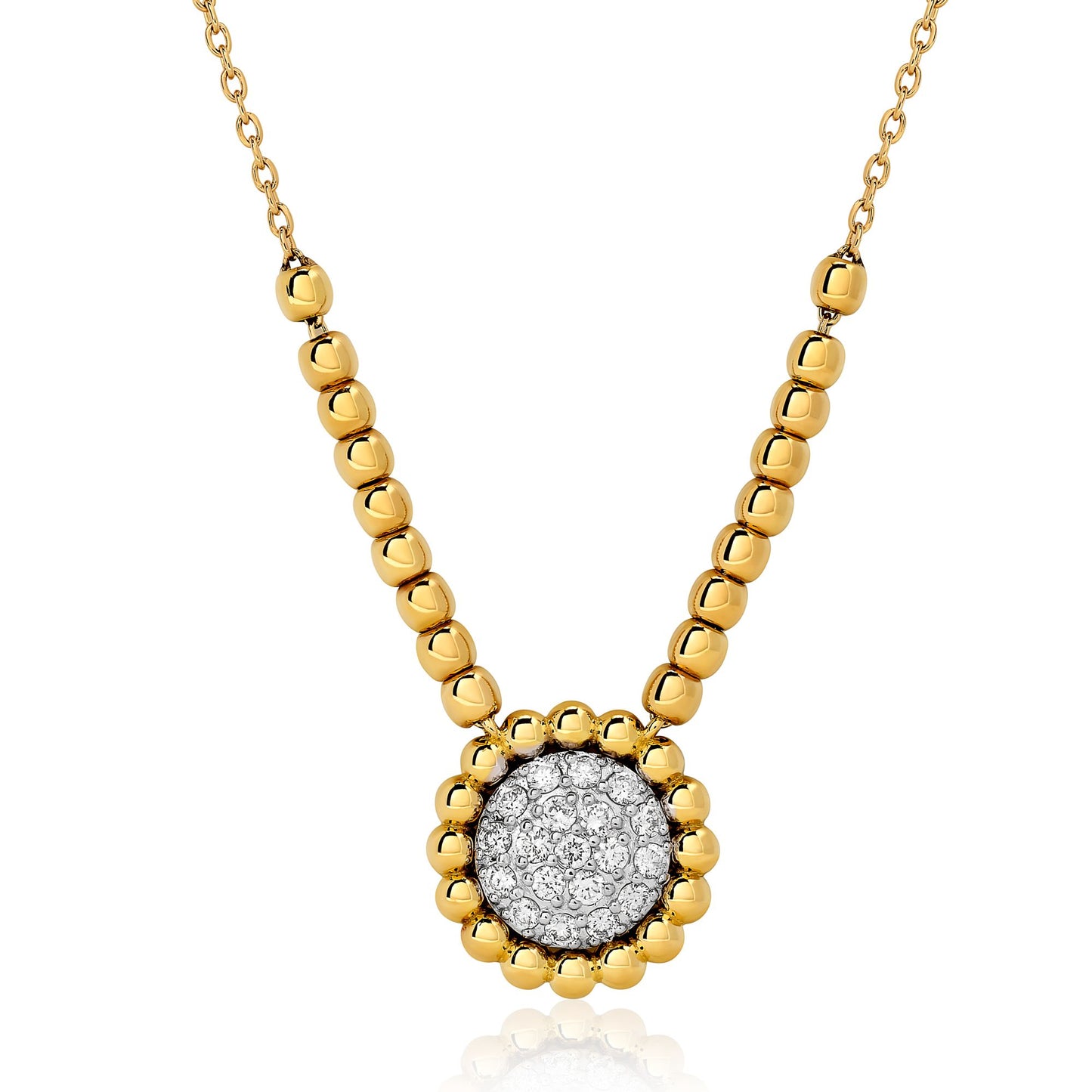 Pave Circle Pendant With Beaded Edge