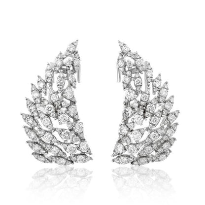 Diamond Feather Statement Earrings