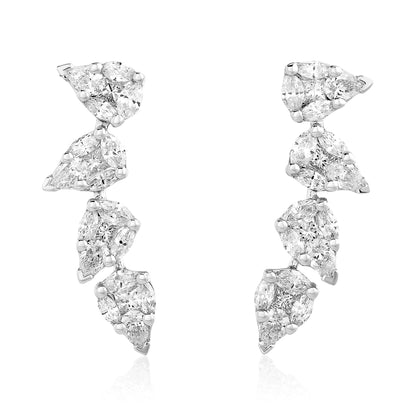 Illusion Pear Shape Diamond Ear Climbers