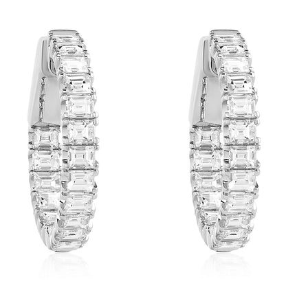 Inside and Outside Baguette Diamond Hoop Earrings