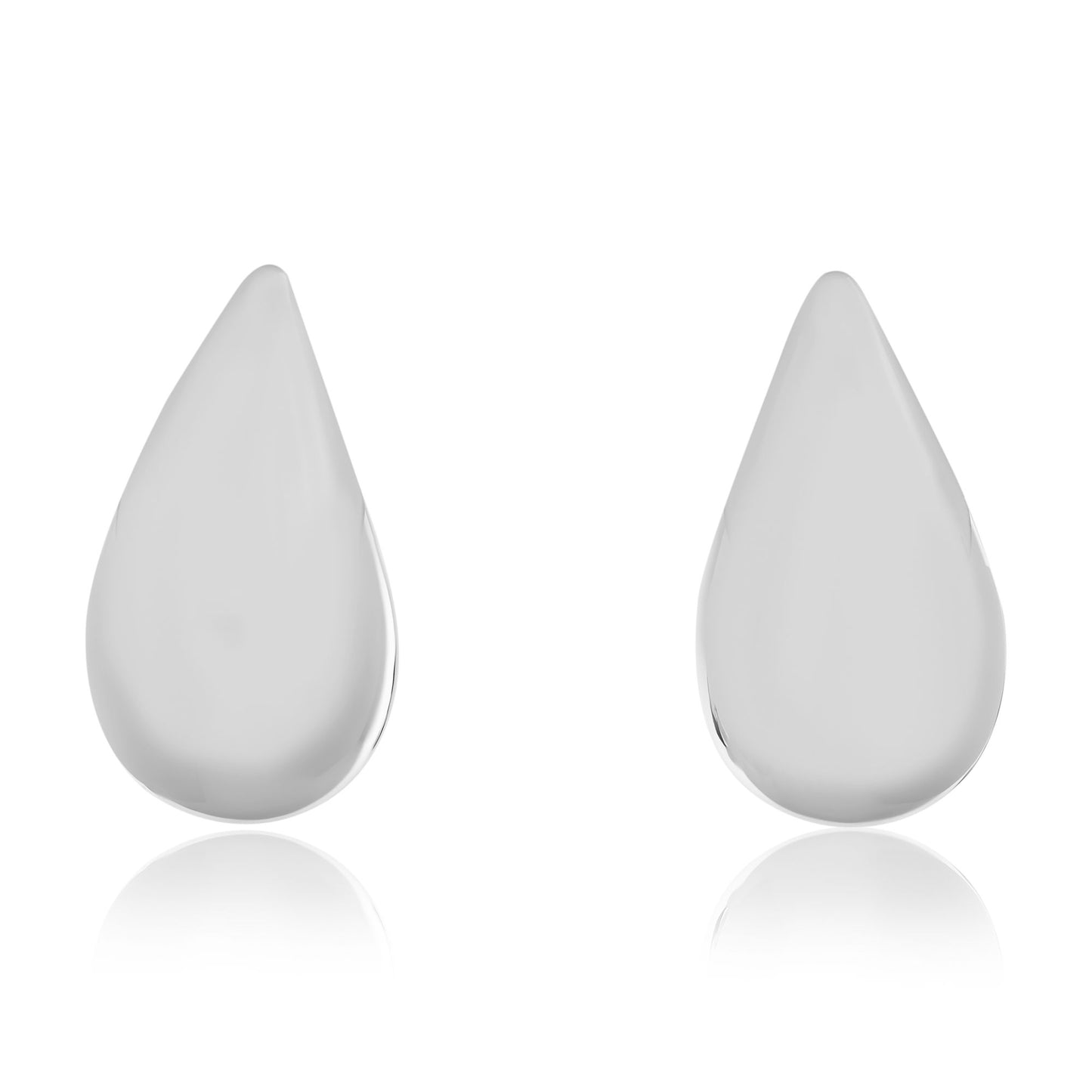 White Gold Puffy Tear Drop Earrings