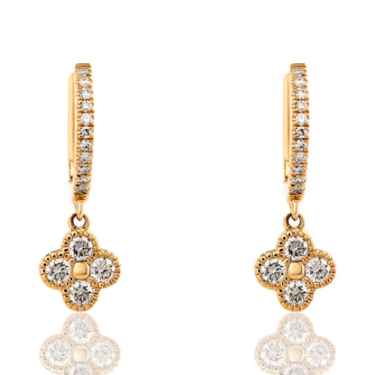 Petite Diamond Clover Dangle Earrings