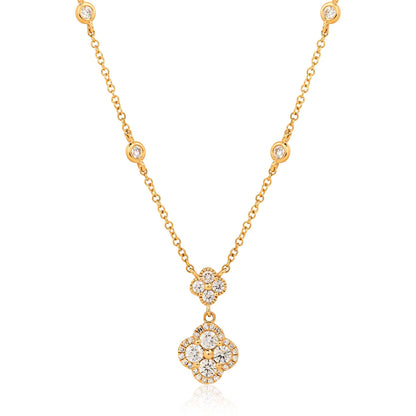 Double Dangle Diamond Clover Necklace By The Yard Necklace