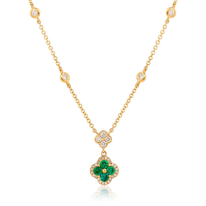 Double Dangle Diamond Emerald Clover By The Yard Necklace