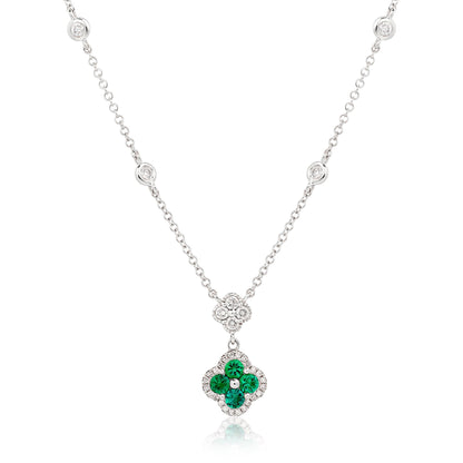 Double Dangle Diamond Emerald Clover By The Yard Necklace
