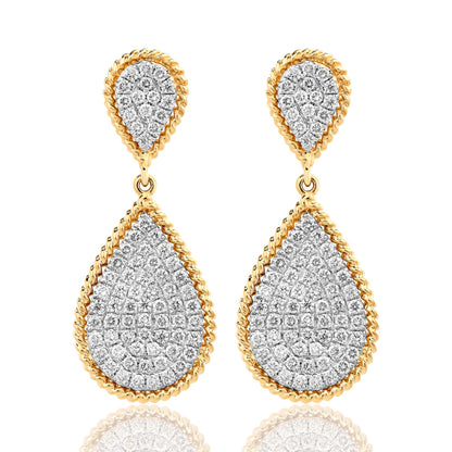 Double Pear Diamond Dangle Earrings