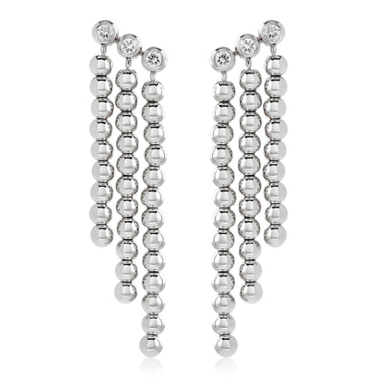 Yellow Gold Bead Diamond Dangle Earrings