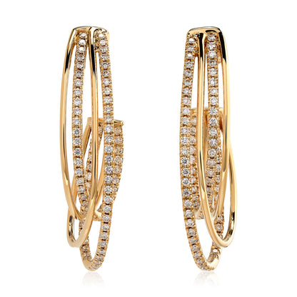 Four Row Diamond Hoop Earrings