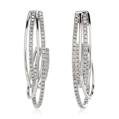 Four Row Diamond Hoop Earrings