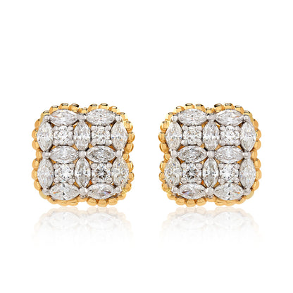 Two Tone Diamond Clover Earrings