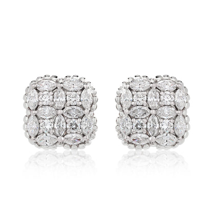 Two Tone Diamond Clover Earrings