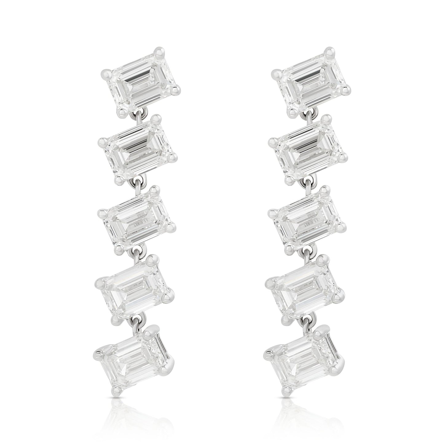 Diamond Emerald Cut Dangle Earrings