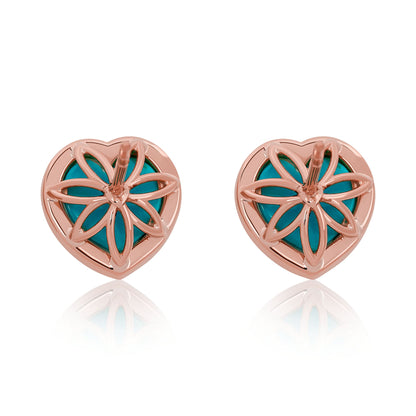 Natural Turquoise and Diamond Heart Earrings