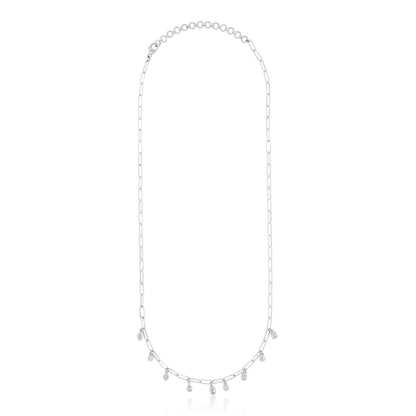 Mixed Cut Diamond Paper Clip Charm Necklace