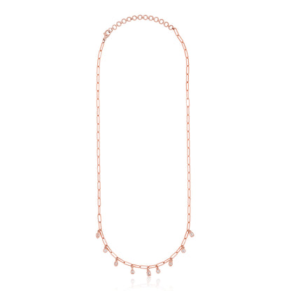 Mixed Cut Diamond Paper Clip Charm Necklace