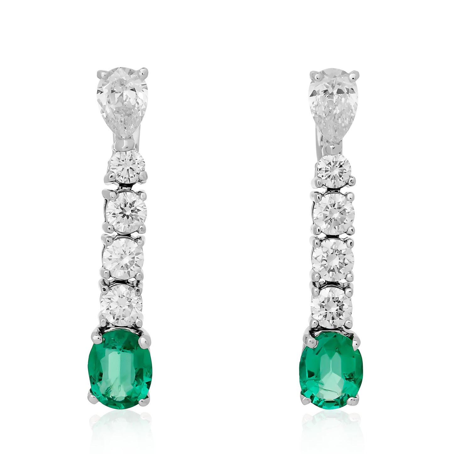 Estate Diamond and Emerald Drop Earrings