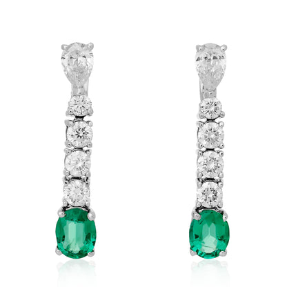 Estate Diamond and Emerald Drop Earrings