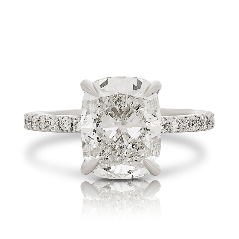 Platinum Lab Grown Cushion Cut Diamond Engagement Ring