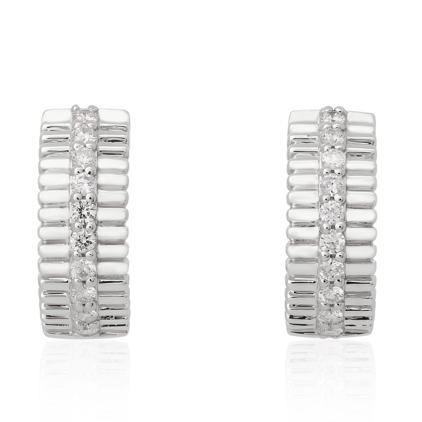Diamond Fluted Hoop Earrings