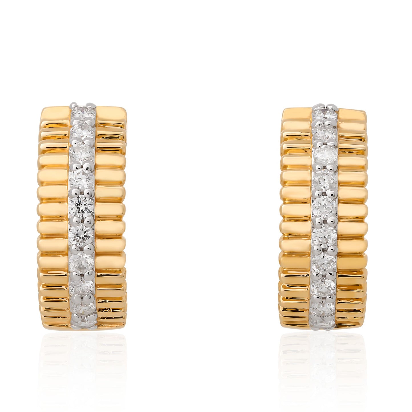 Diamond Fluted Hoop Earrings