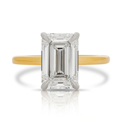Two Tone Lab Grown Emerald Cut Engagement Ring