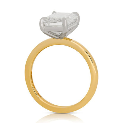 Two Tone Lab Grown Emerald Cut Engagement Ring