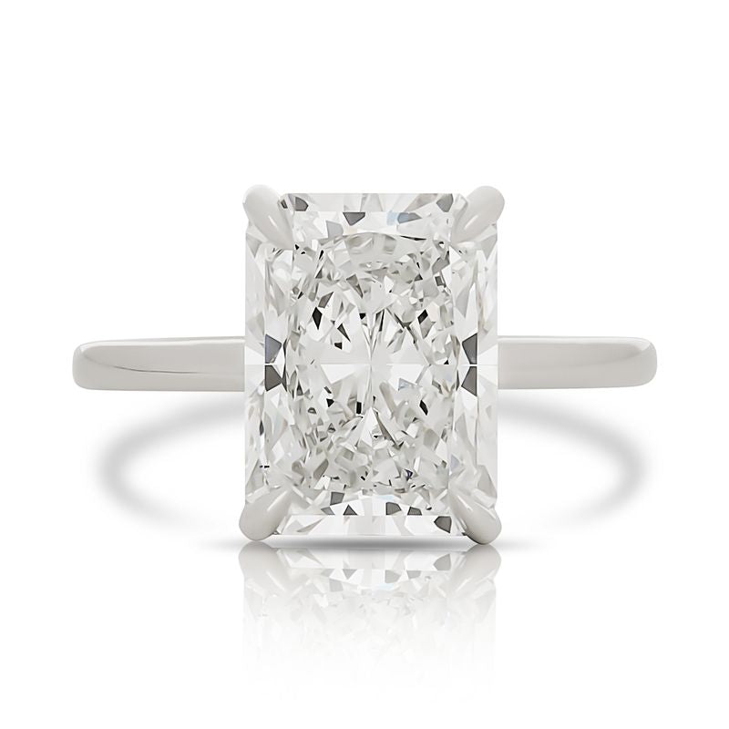 Platinum Lab Grown Radiant Cut Diamond Engagement Ring