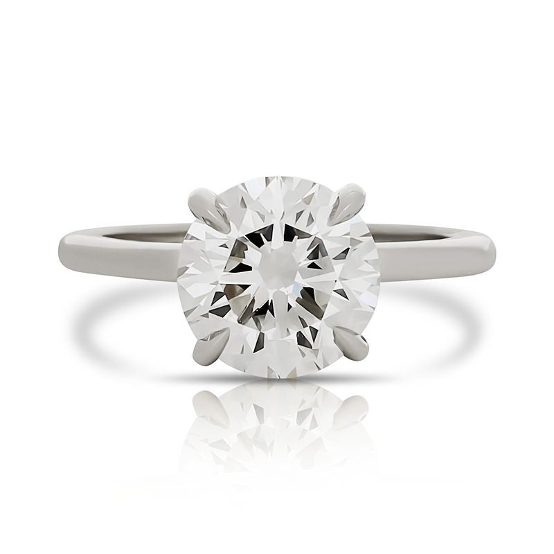 Platinum Lab Grown Round Cut Diamond Engagement Ring