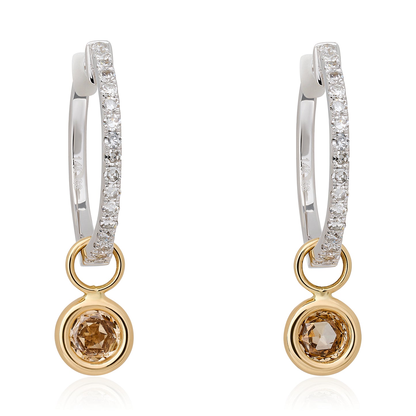 Champagne Rose Cut Diamond Circle Charms