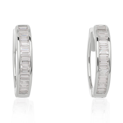 Channel Set Diamond Hoop Earrings