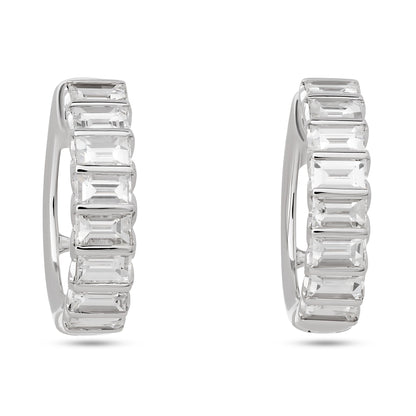 Diamond Bar Set Baguette Huggie Hoop Earrings