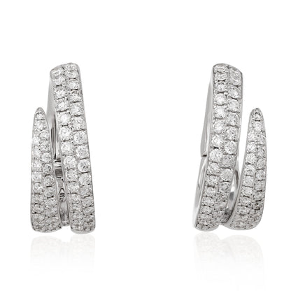 Double Pave Diamond Huggie Hoop Earrings