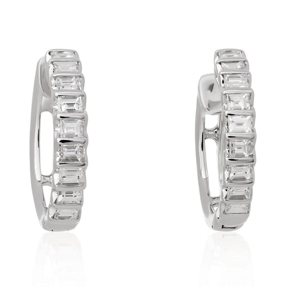Petite Bar Set Diamond Baguette Hoop Earrings