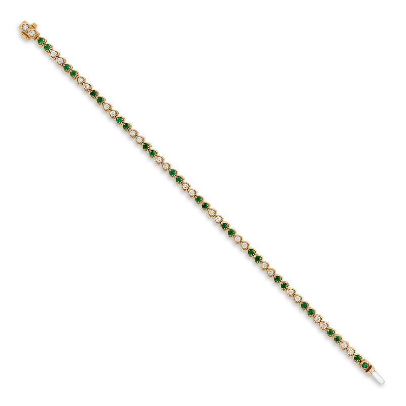 Petite Heart Emerald and Diamond Bracelet