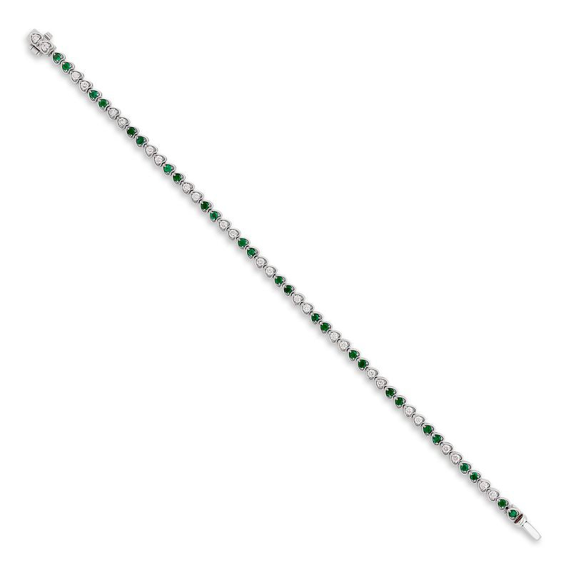 Petite Heart Emerald and Diamond Bracelet