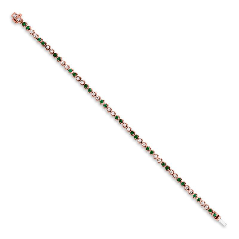 Petite Heart Emerald and Diamond Bracelet