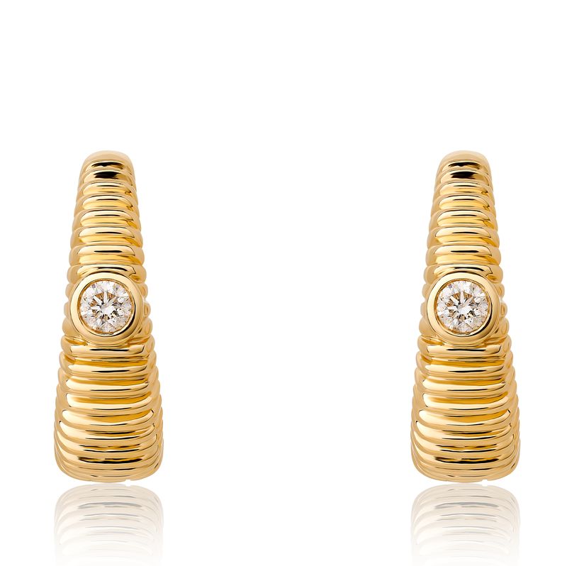 Fluted Diamond Bezel Set Huggie Earrings