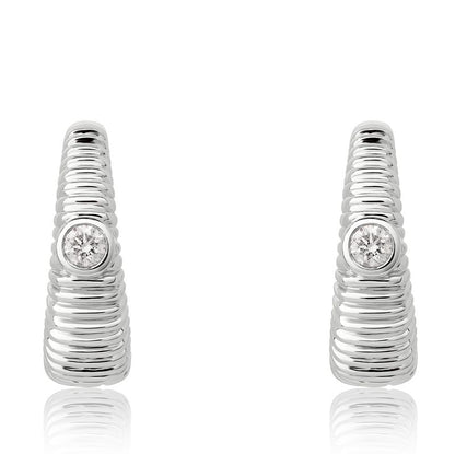 Fluted Diamond Bezel Set Huggie Earrings