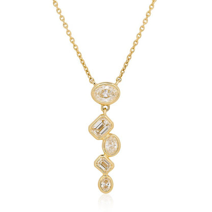 Graduated Oval and Emerald Cut Bezel Set Diamond Pendant