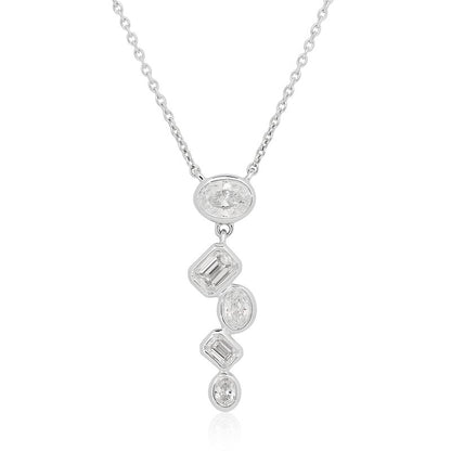 Graduated Oval and Emerald Cut Bezel Set Diamond Pendant