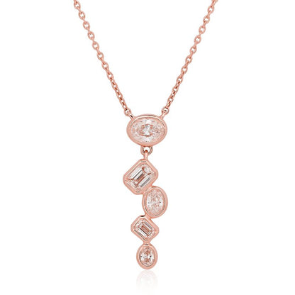 Graduated Oval and Emerald Cut Bezel Set Diamond Pendant