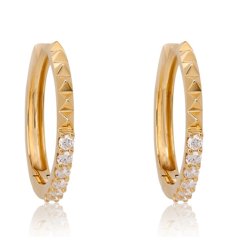 Pyramid Style Diamond Hoop Earrings