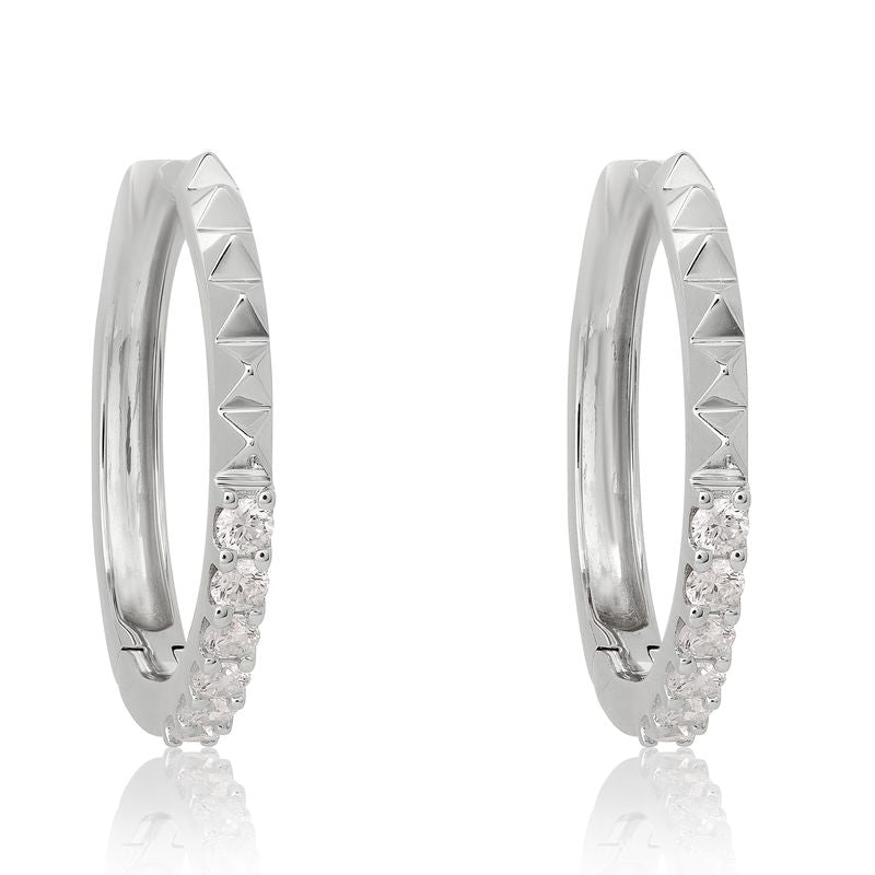 Pyramid Style Diamond Hoop Earrings
