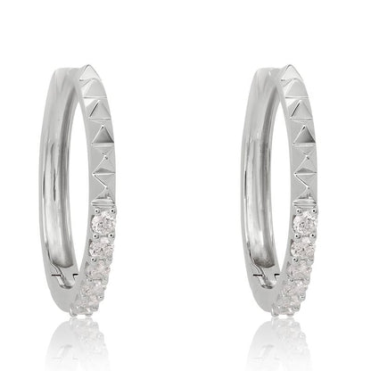 Pyramid Style Diamond Hoop Earrings