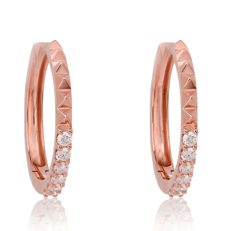 Pyramid Style Diamond Hoop Earrings