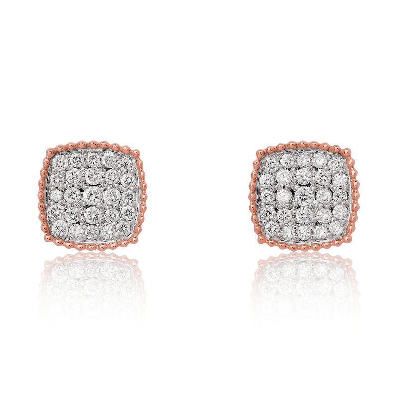 Petite Diamond Cushion Shape Stud Earrings