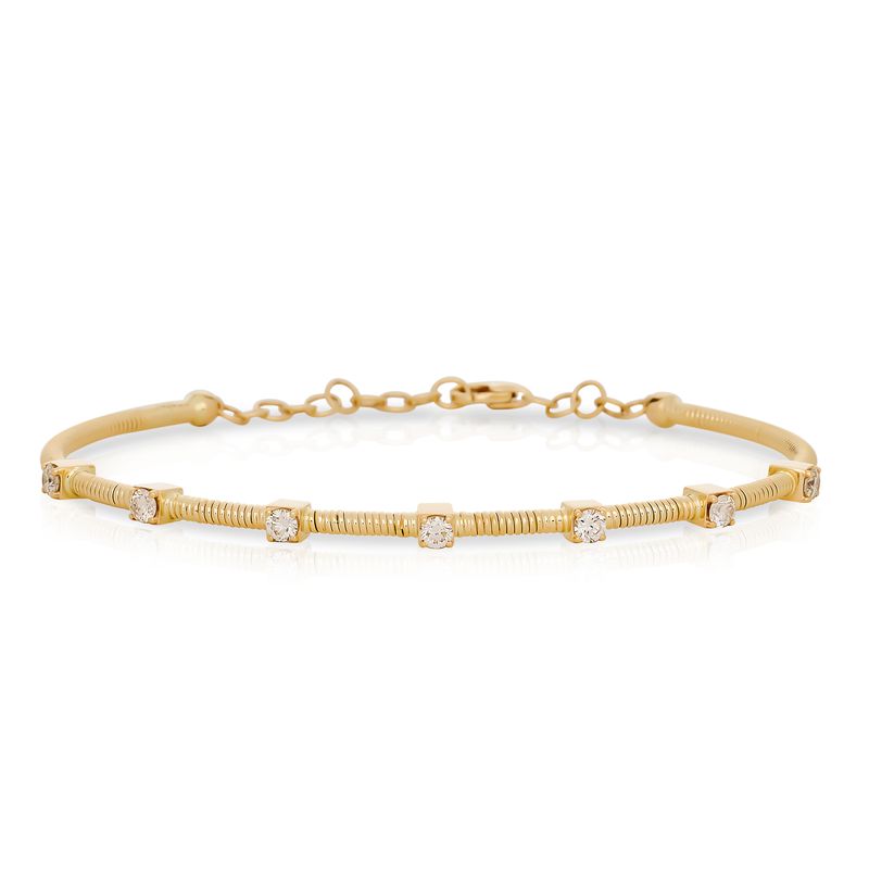 Fluted Gold Diamond Flex Bracelet