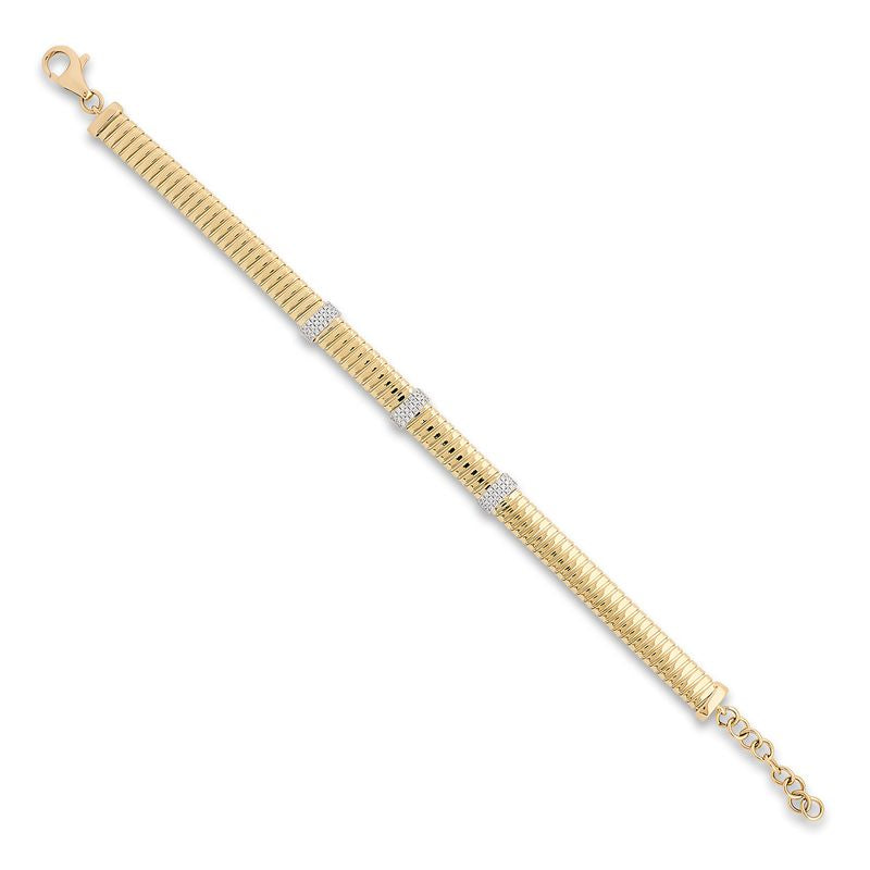 Tubogas Style Three Bar Adjustable Diamond Bracelet